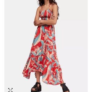 Free People, Heat Wave Floral print dress in red combo.